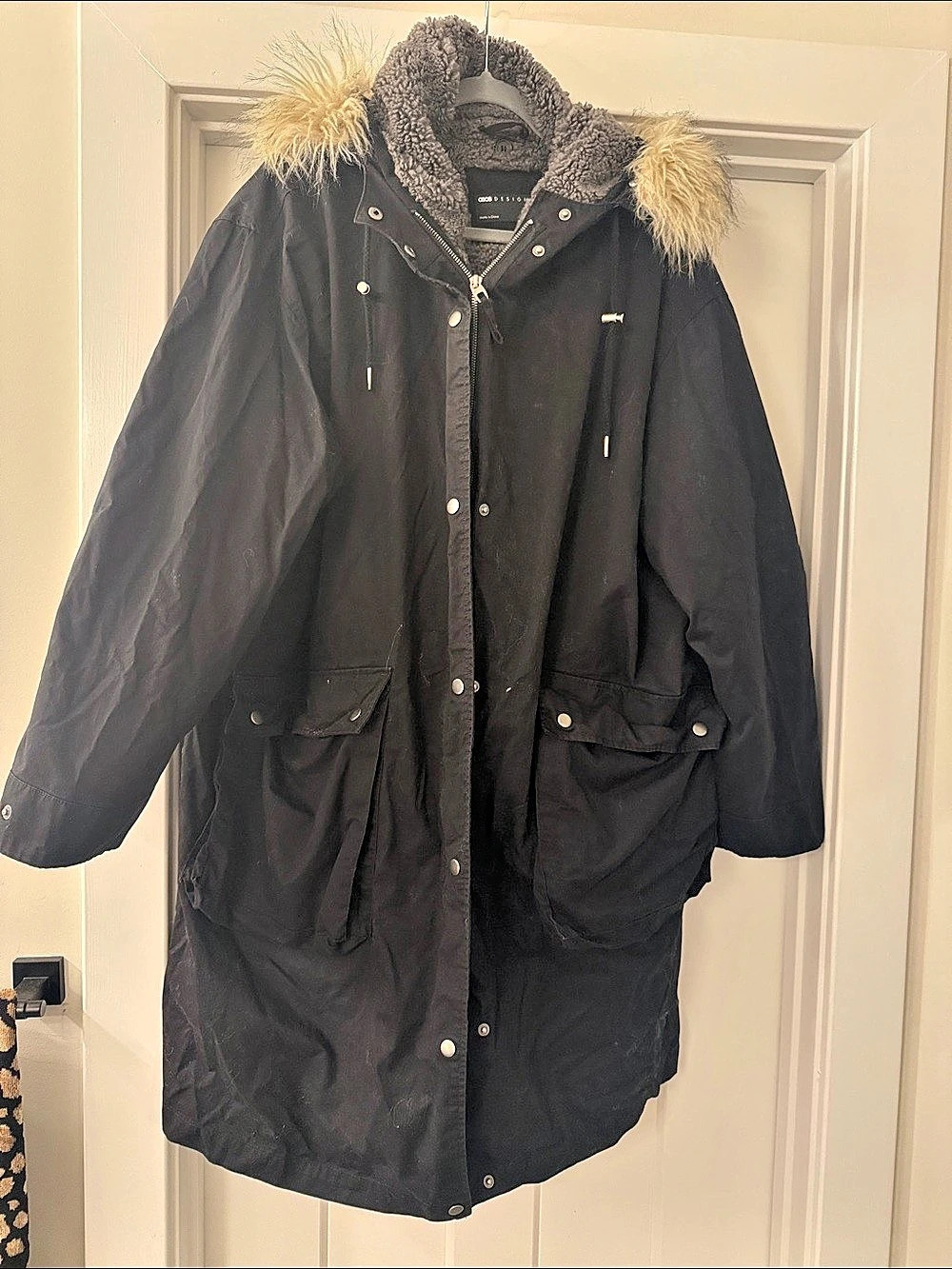 ASOS Design Maternity Parka Black Size Large Like New
